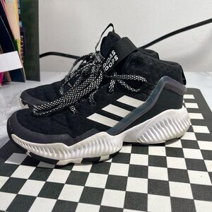 Adidas Lockdown Boys Basketball Shoes Size 3.5 Black White Bounce Sneakers